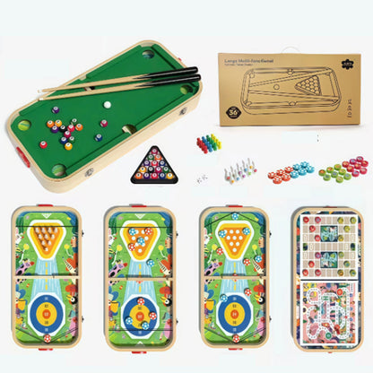 Wooden Tabletop Game 6 in 1 with Billiards 20 x 11 inch