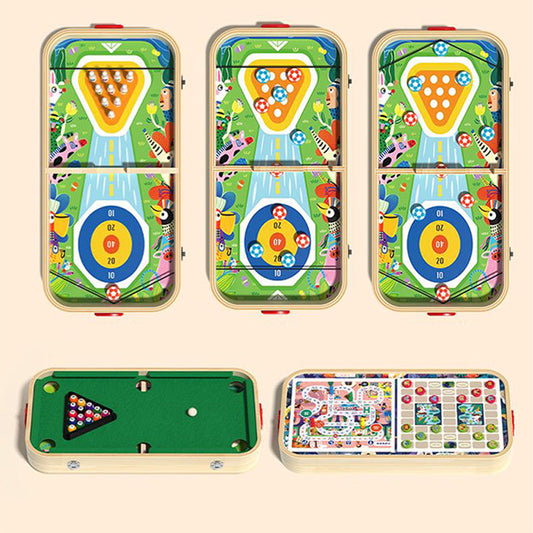 Wooden Tabletop Game 6 in 1 with Billiards 20 x 11 inch