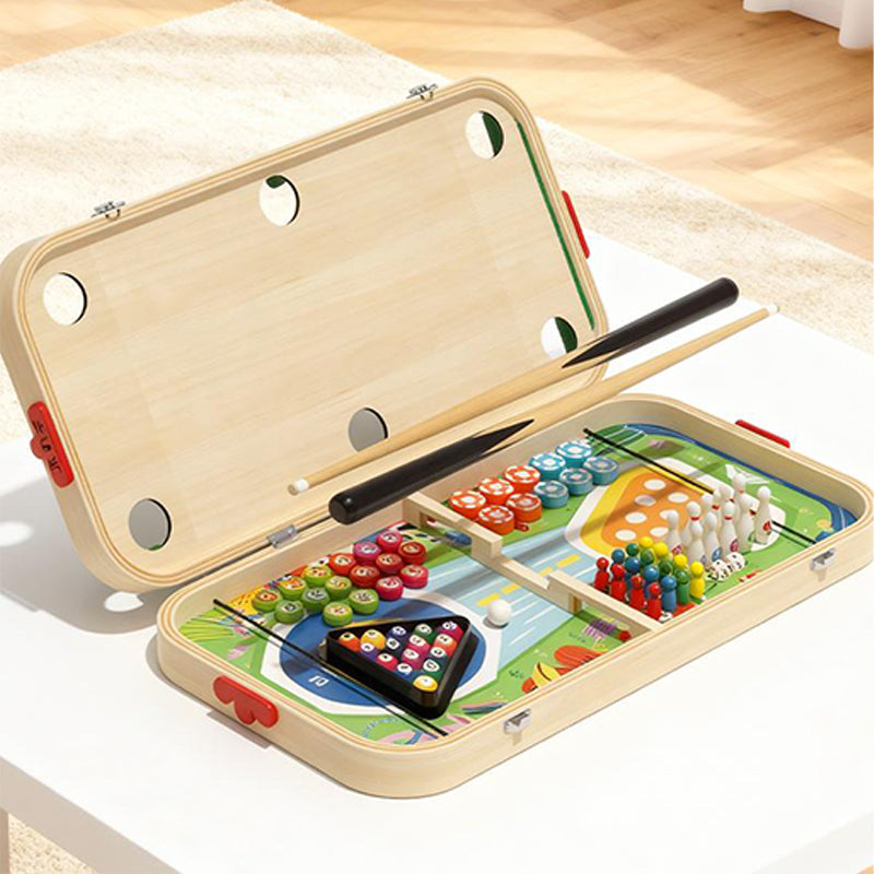 Wooden Tabletop Game 6 in 1 with Billiards 20 x 11 inch
